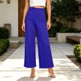 thumbnail image 4 of Lmueinov Wide Leg for Women High Waisted Elastic Waist Casual Trousers Wide Waistband Trendy Solid Color Loose Fit Flowy Summer Lounge Pants, 4 of 7
