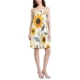 thumbnail image 2 of FORMRS Summer Dress for Women Loose U Neck Sleeveless Midi Beach Sundresses with Pockets, White Watercolor Sunflowers, 2 of 8