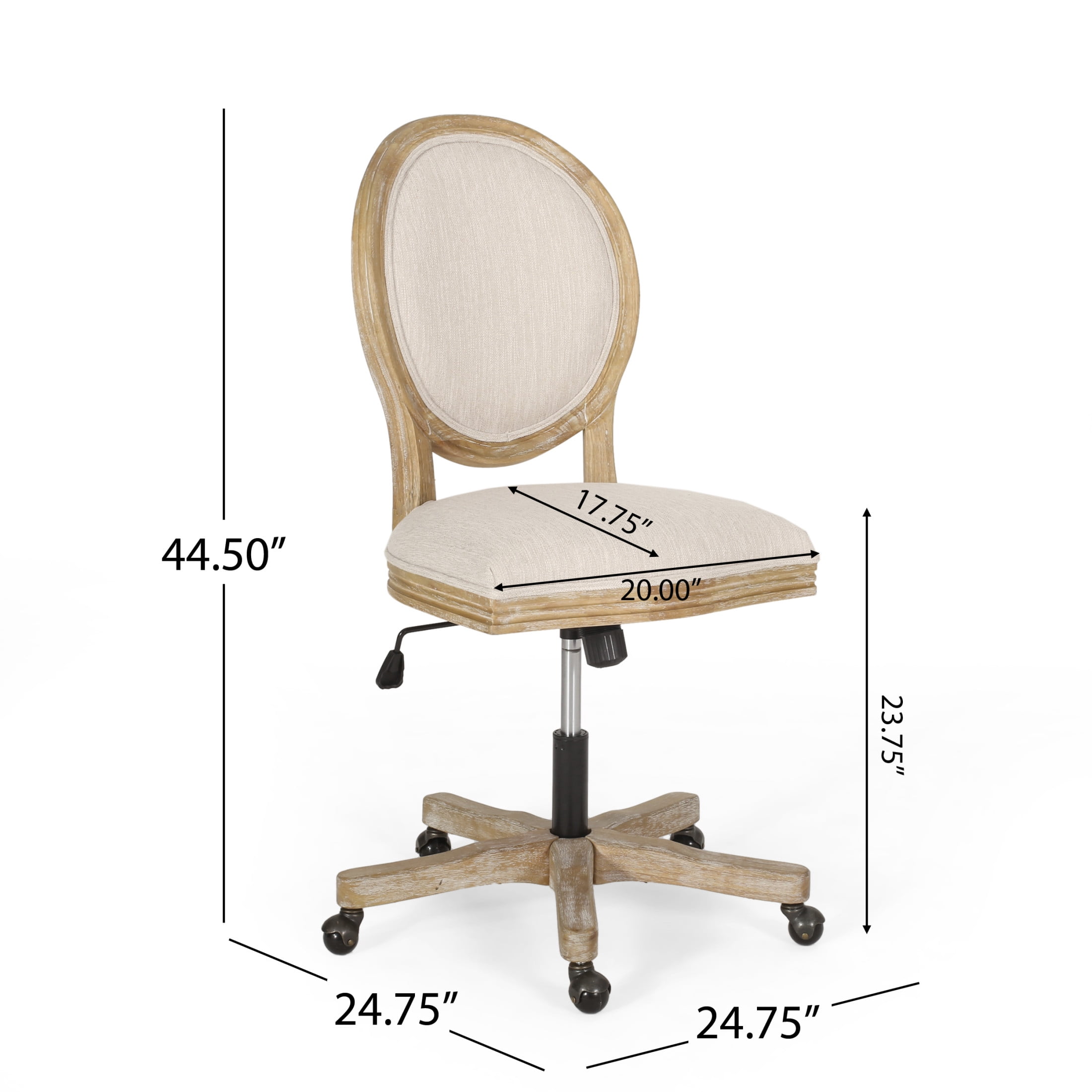 Elliston Upholstered Swivel Office Chair, Beige and Natural