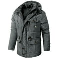 thumbnail image 4 of hopeusnice Men's Winter Thickened Warm Fleece Hood Parkas Jackets Coats Outwear Gray XXL, 4 of 4