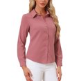 thumbnail image 4 of INSPIRE CHIC Women's Color Block Button Down Long Sleeve Work Shirt L Dark Rose Pink, 4 of 5