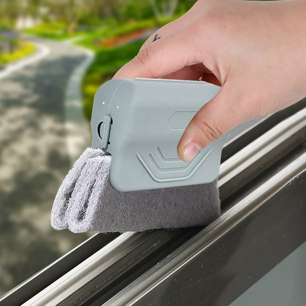 Cepillo Limpiador De Ventanas Con Cabezal Extraíble Para Marcos, Rieles Y Esquinas Ciegas. Herramienta Eficaz Para Limpiar Huecos. Estropajo Reutilizable Para Cocina, Baño Y Otros Usos.