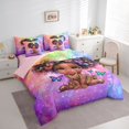 thumbnail image 3 of Feelyou Kawaii Black Girl Bedding Comforter Set 7pcs, Dreamy Butterfly Animal King Bedding Sets, Psychedelic Galaxy Reversible Bed Sheets, Super Cozy Room Decor, 3 of 7