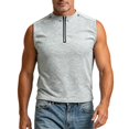 thumbnail image 2 of Nmnitkp Tank Tops Men Half-Zip Sleeveless Tank Tops, Loose Fit Crew Neck Breathable Solid Color Shirts for Summer Casual, Workout & Streetwear Wear Gray,M, 2 of 6
