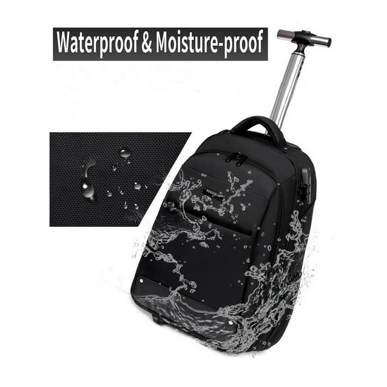Rolling Backpack, Invisible Shoulder Strap Water Resistant Travel