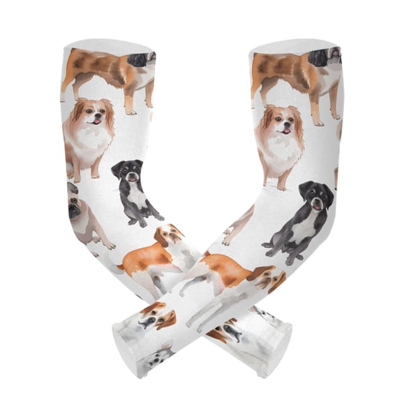 ALAZA Cute Different Dogs UV Sun Protection Arm Sleeves UPF 50 Compression Cooling Sleeve 1 Pair