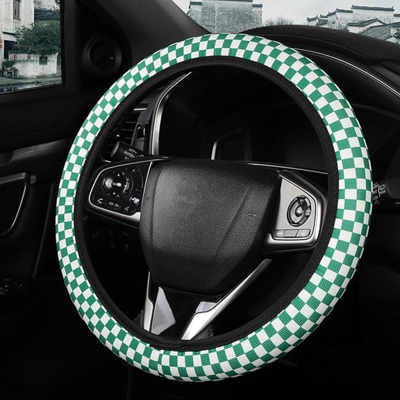 Checkered Steering Wheel Cover Cute Steering Wheel Protective Cover for Women Men Elastic Car Accessories Steering Wheel Cover No Inner Ring Design