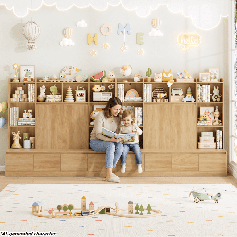 Homfa 10 Cubes Kids Toy Storage Organizer, 4 Drawers Kids Bookcase