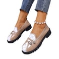 thumbnail image 5 of NexTorq Platform Loafers for Women,Chunky Loafers Women,Leather Comfortable Shoes,Lug Sole Metal Buckle Business Work Shoes, Khaki, 41, 5 of 5