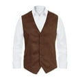 thumbnail image 3 of Michellecmm Men's V-Neck Suit Vest Button-up Curved Hemline Sleeveless Single Breasted Waistcoat, 3 of 4