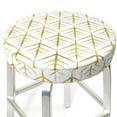 thumbnail image 3 of Xecao's White And Gold Geometry Print Stool Covers offer stylish, washable protection for PU round bar stools, perfect for home or commercial use., 3 of 7
