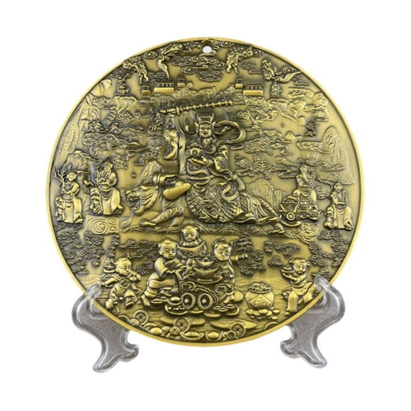 Rongfmy Assiette Décorative Ornement Fenshui Petit Cai Shen Centre de Table Dieu Chinois Or