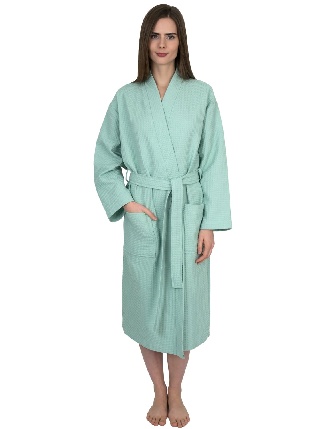 TowelSelections Women's Waffle Bathrobe 100 Cotton Soft Kimono Spa