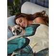 thumbnail image 3 of Retro Teal Butterfly Twim Size Flat Sheet, Wrinkleproof & Fadeproof Cooling Flat Bed Sheet Only, Summer Butterflies Vintage Breathable Soft Bedding Top Sheets 66 x 96 Inches, 3 of 8