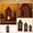 B, variant on Gothic Glow Metal House Lantern Small 8.5-Inch Vintage Church Style Candle Holder Rusty Iron Decorative Figurine for Tabletop Mantel Home Party Atmosphere