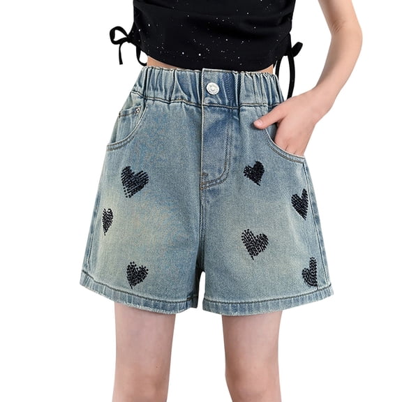 LNMQLPDBS Girls Flowy Shorts Camo Shorts Black Skinny Jeans 7 Year Old Girl Clothes for Girls 8-10 Girls Clothes 10-12 Running Shorts with Pockets, Light Blue 10-11 Years