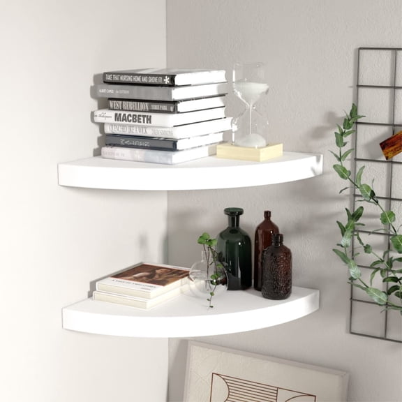 Casafoyer Floating Corner Shelves 2 pcs White 13.8"x13.8"x1.5" MDF