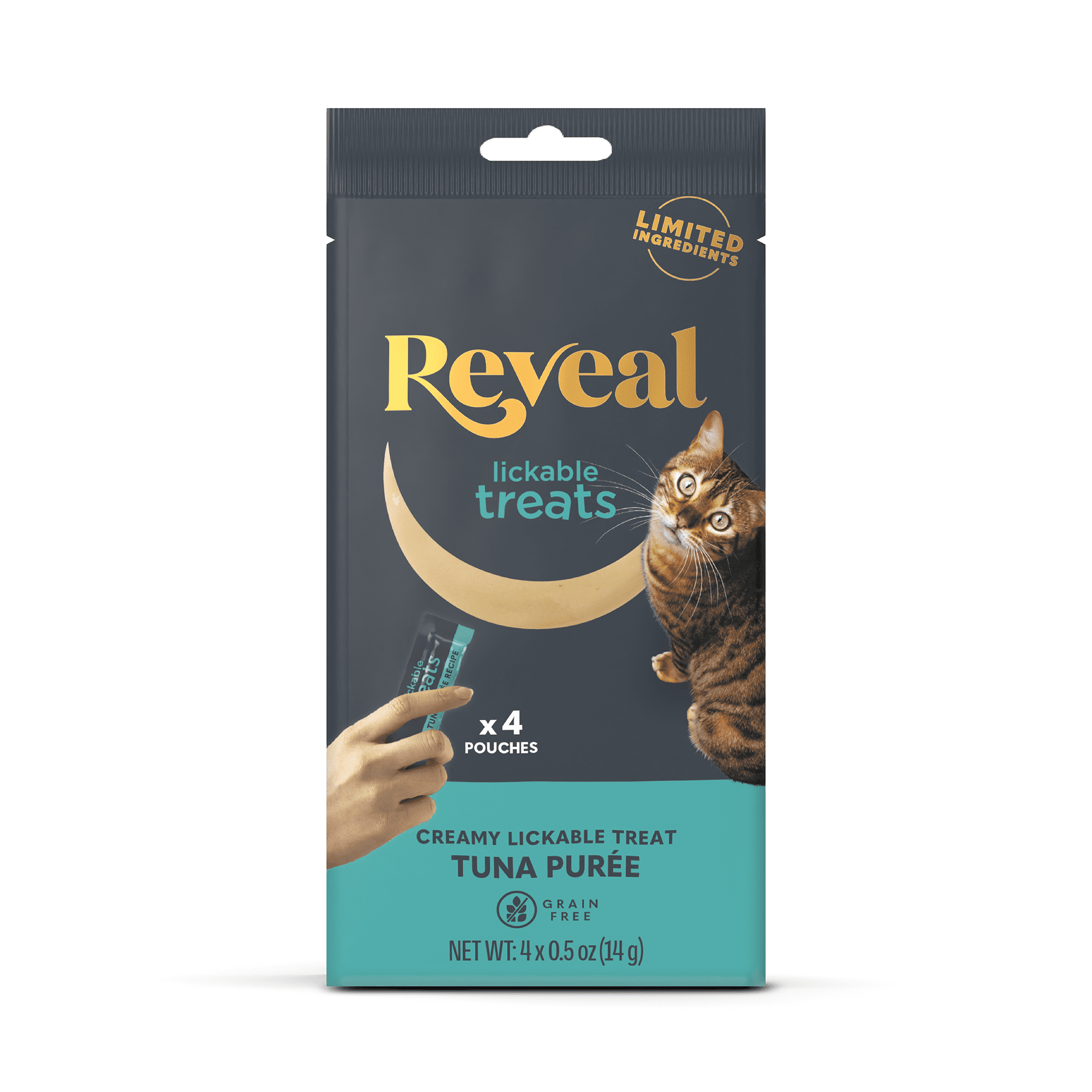 (3 pack) Reveal Pet Food Natural Cat Treats Tuna Lickable Puree 4 x 0.5oz