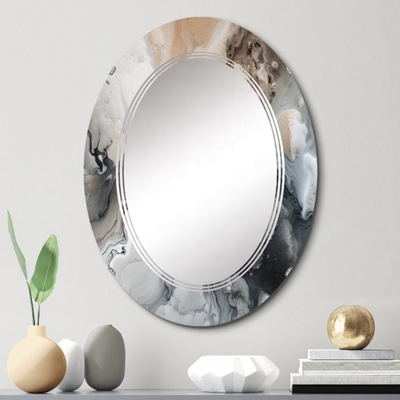 DESIGN ART Designart "Abstract Marble With Copy Space III" Fractals Modern Wall Mirror 20in.x30in.
