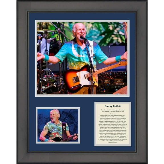 Framed Jimmy Buffett 11"x14" Music Three Photo Collage