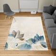 thumbnail image 2 of Flower Turkish Area Rug, Retro Floral Background Hibiscus Silhouettes Dramatic Romantic Nature Art, Soft Carpet for Living Room Decor with Distressed Look, 4' X 5.7', Petrol Blue, by Ambesonne, 2 of 4