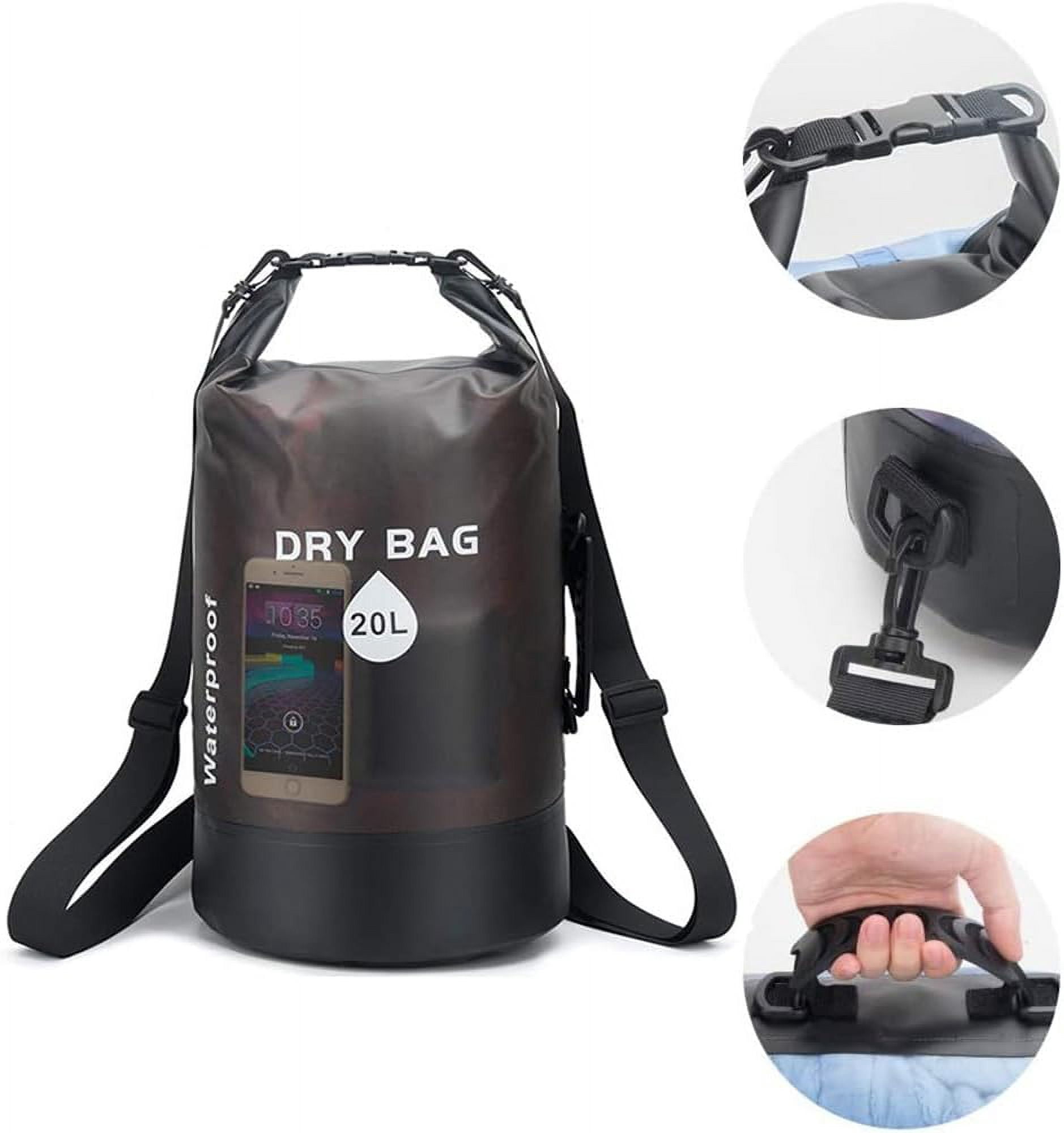 Wiher 10L/20L Waterproof Dry Bag，Dry Storage Bag Backpack with Kayaking, Beach, Rafting, Boating, Hiking, Camping and Fishing (Black)
