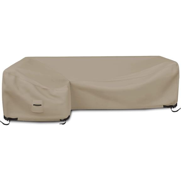 Covers & all Patio Sectional Sofa Cover 12 Oz - 100% Waterproof & Weather Resistant PVC Coated 108" x 140" x 30" x 30" L Shape Sofa Cover for Indoor / Outdoor (Left Side, Beige)