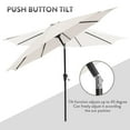 thumbnail image 4 of Patio Umbrella, 9-Feet Outdoor Table Market Umbrella with 8 Ribs and Push Button Tilt and Crank, for Garden Beach Deck， Cream Wihte, 4 of 8