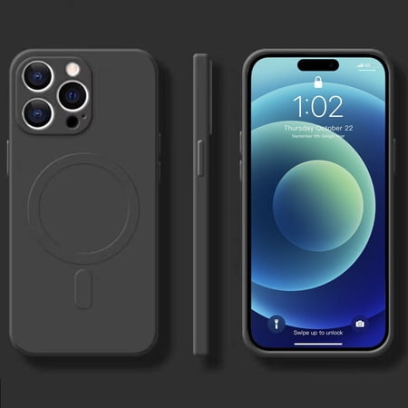 Designed for iPhone 15 PLus Case, Compatible with Magsafe, ShockProof Liquid Silicone Rubber Phone Case Cover for 15 PLus 6.7 inch (Black Magnetic)