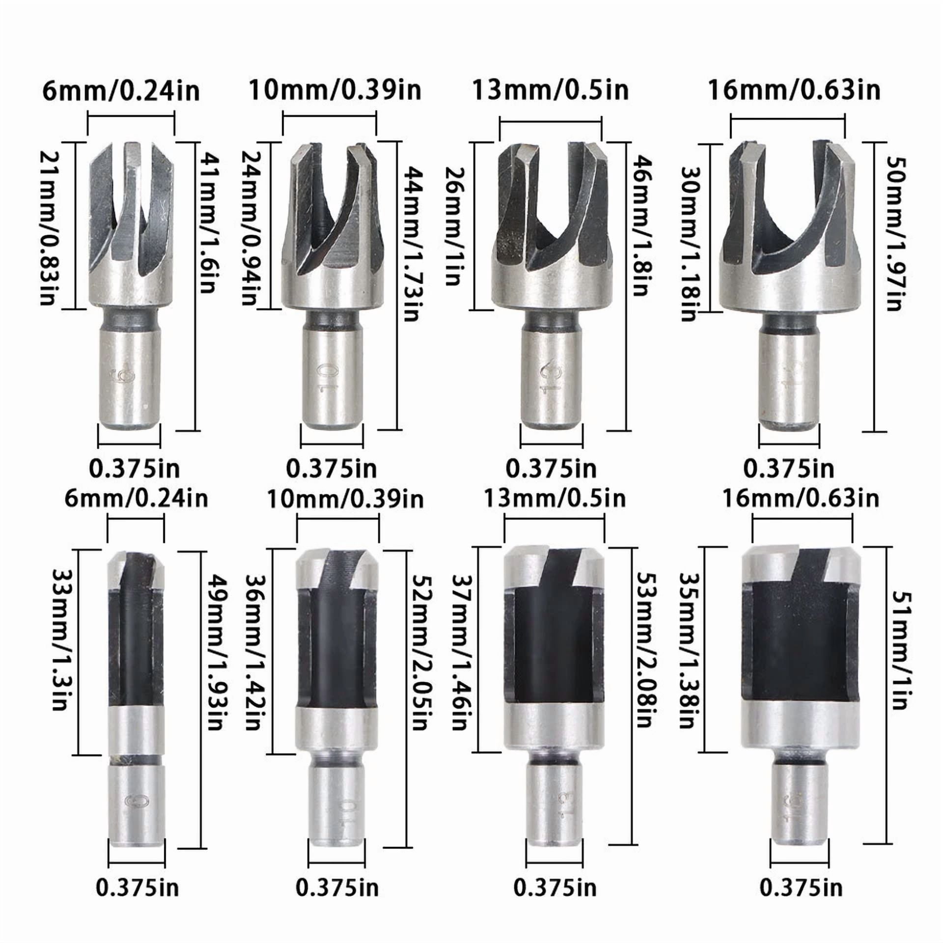 ZYLER- 8 Pack Carbon Steel Wood Plug Hole Cutter Dowel Maker Shank Drill Bit Set New