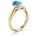thumbnail image 3 of Gem Stone King 10K Yellow and White Gold Swiss Blue Topaz Solitaire Engagement Ring for Women (1.30 Cttw, Oval Checkerboard 8X6MM, Gemstone November Birthstone, Available in Size 5, 6, 7, 8, 9), 3 of 4