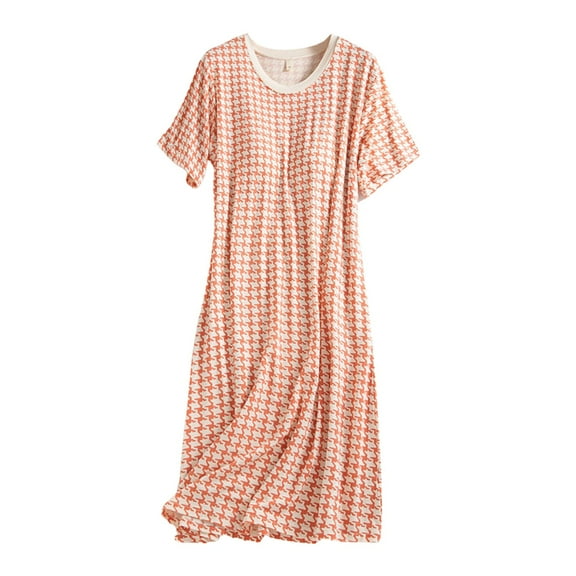 xinglv Clearance Nightgowns for Women Plus Size Soft,Button Down Sleepwear Floral Printed Night Gowns Women Sleepshirts Long Sleeve Chemise Nightgowns for Women Long Nightwear Orange XXL