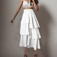 thumbnail image 2 of EDFBUYKRS Female Skirts Plus Size Skirts for Women 3X-4X Long Women's High Waisted A Line Skirt with Layered Design and Mid Length Solid Color Irregular Hem Skirt, 2 of 5
