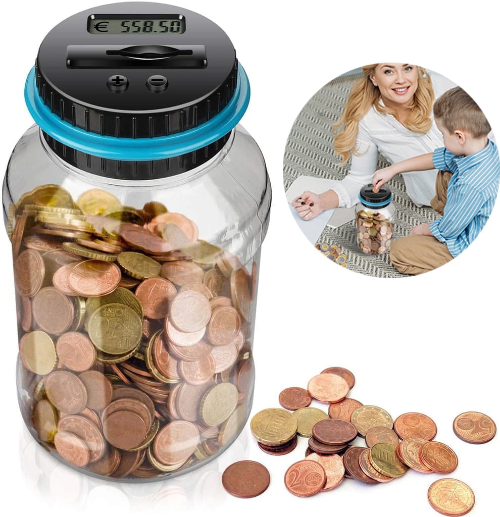2019 Digital LCD Money Box Bank Large Coin Counting Jar Change Counter Best Gift 