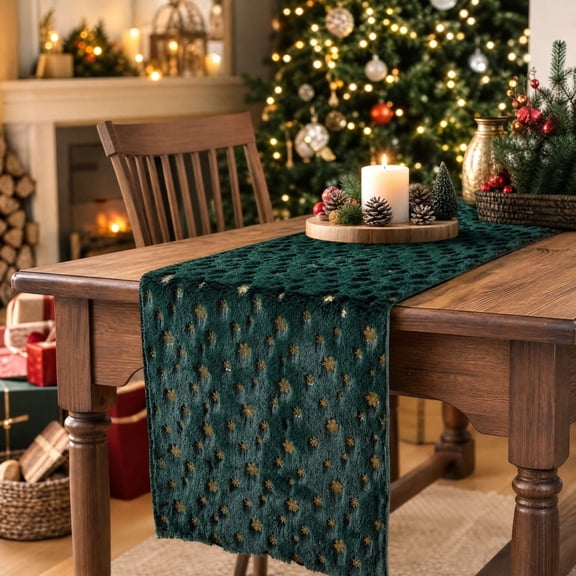 Fmbmuo Christmas Table Runner , Snowflake Decorations , Indoor Outdoor For Xmas Holiday Dining Decor