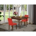 thumbnail image 2 of East West Furniture 1MZAB3-MAH-72 3Pc Dinette Sets for Small Spaces Consists of a Wood Dining Table and 2 Parsons Dining Chairs with Firebrick Red Color PU Leather, Drop Leaf Table with Full Back..., 2 of 8