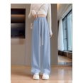 thumbnail image 4 of Women Sweatpants Wide Leg Drawstring Workout Casual Baggy Pants High Waist Blue L, 4 of 7