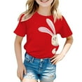 thumbnail image 1 of Rhuody T-Shirts de Pâques pour Fille, T-Shirt à Col Rond, Hauts à Manches Courtes, T-Shirts Graphiques avec Lapin, Jolie Combinaison 12-13 Ans Rouge, 1 of 3
