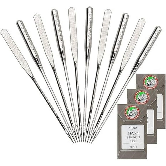 Teamwork 30 Pack Sewing Machine Needles Size 75/11 130/705H HAx1 Embroidery Sewing Needles for Brother Sewing Machine (3 Pack of 10 Needles)