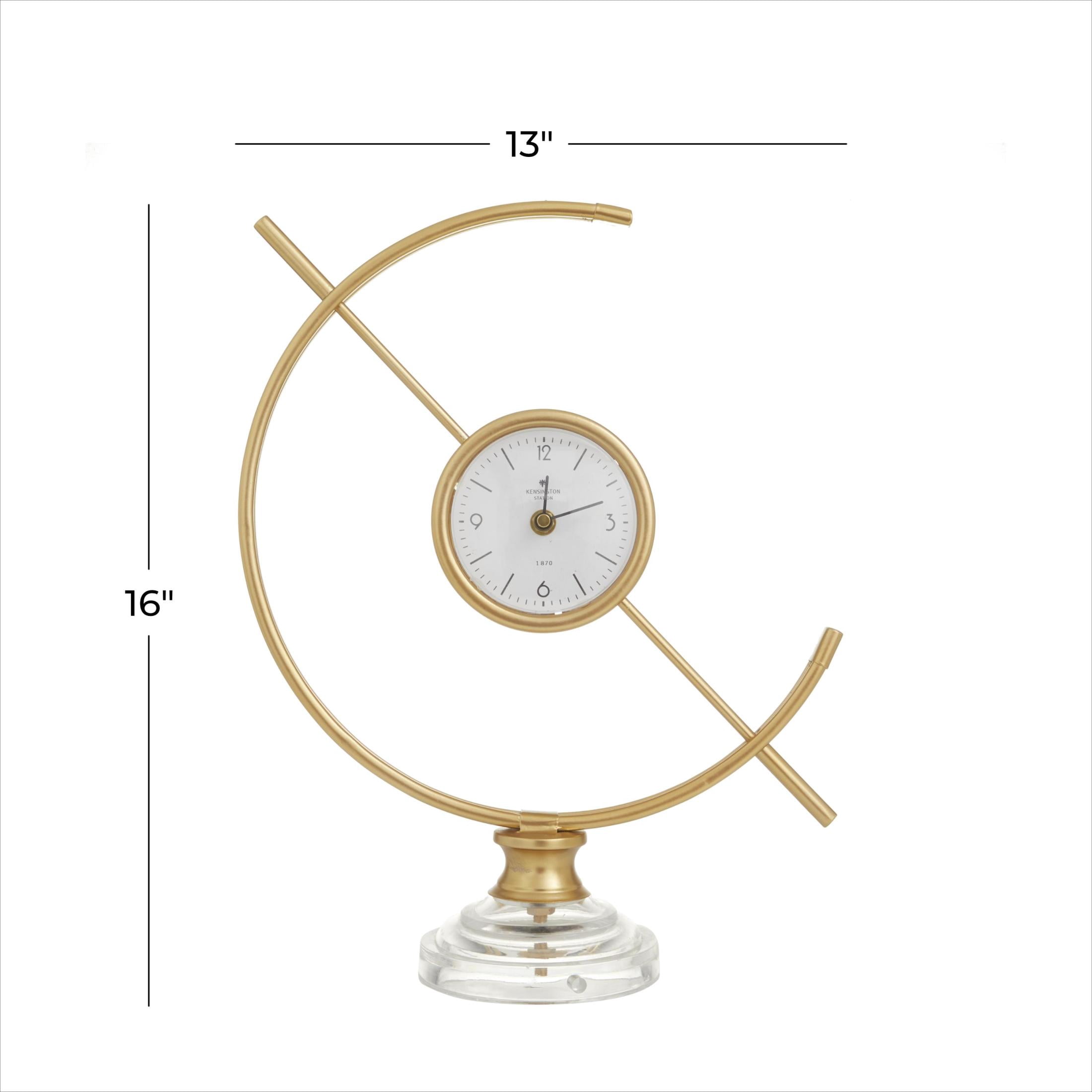 DecMode 16" Gold Metal Clock with Acrylic Base