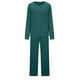 thumbnail image 5 of Puntoco Moda Mujer Color Sólido Cuello Redondo Manga Larga Pantalones Con Abertura Lateral Traje Verde Xxxl, 5 of 7