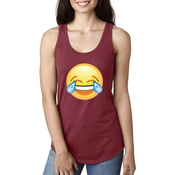 MmF - Women's Racerback Tank Top, up to Women Size 2XL - Emoji Laughing Tears