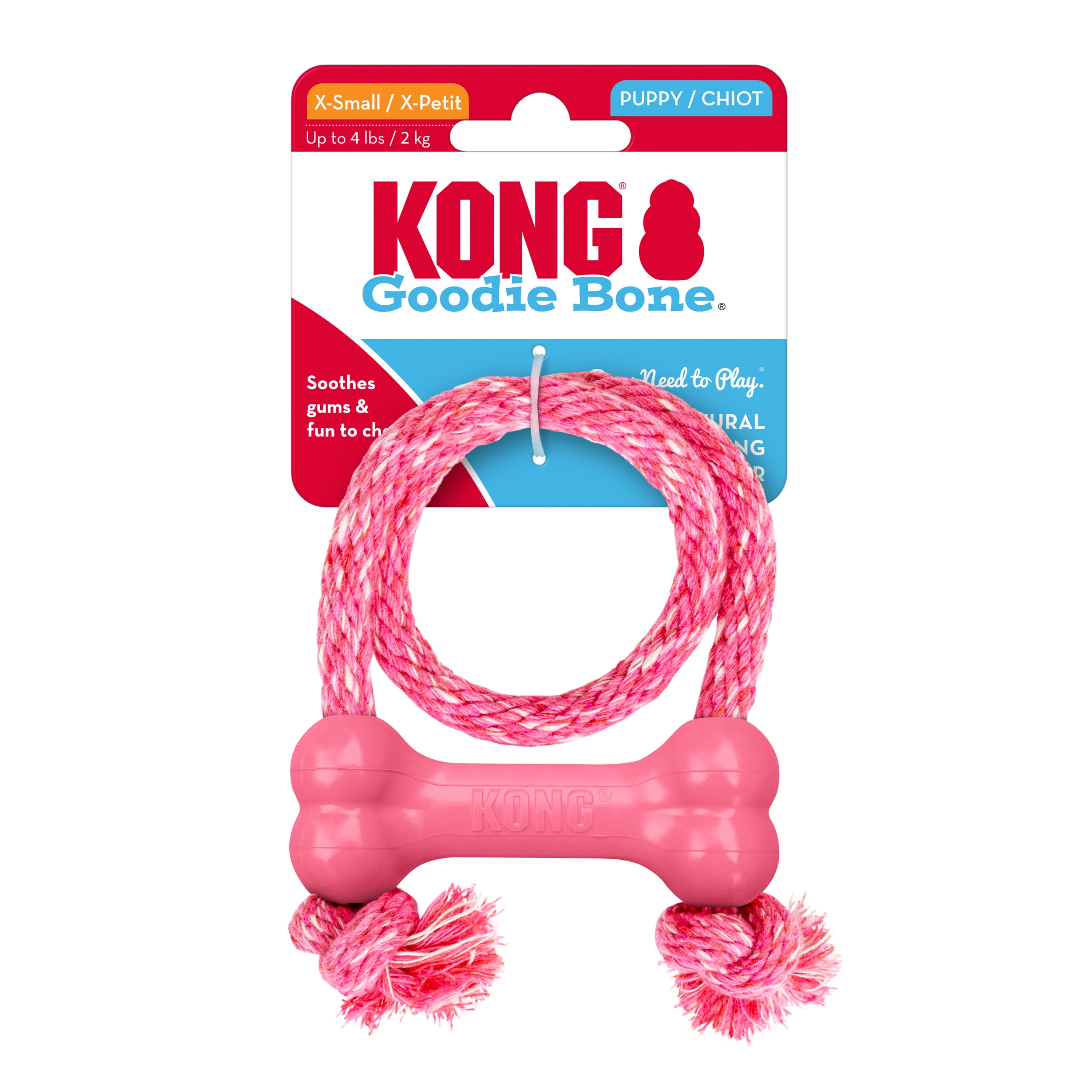 KONG® Puppy Goodie Bone for Beginner Chewers, Pink, Extra Small for Dogs up to 5 lbs