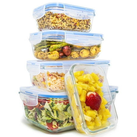 Royal Glass Food Storage Containers - 10-Piece Set - BPA Free and Microwave Safe without Lids - Perfect for Meal