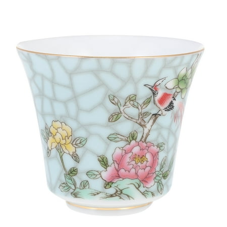 

Antique Ceramic Teacup Chinese Style Tea Set Home Flower Bird Colour Enamels Tea Cup