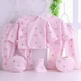 thumbnail image 2 of CAUYDY Preemie Baby Clothes Newborn Boys Girls Outfit Long Sleeve Pajamas Pants Hat Bib Bellyband Cotton 7PCS Layette Set for Infant Fall Winter 0 3 6 Months (Sizes 0-3 Months,Pink), 2 of 6