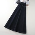 thumbnail image 4 of Navy Blue Denim A-Line Skirt for Women, 2025 New Flared Mid-Length Swing Skirt, Loose Fit Flowy Drop Waist Skirt, 4 of 6