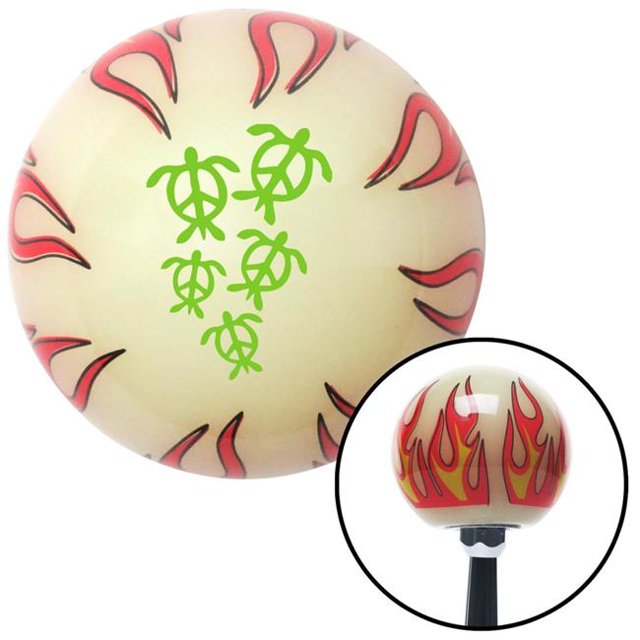 Green Peace Turtles Ivory Flame Shift Knob with M16 x 1.5 Insert Shifter Auto Brody