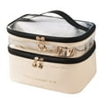thumbnail image 2 of Clearance! Double-layer Cosmetic Bag Solid Color Transparent Wash Portable INS Fashion Travel Portable Large Capacity Storage Bag Sale Items Deals Today #01, 2 of 6