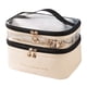 thumbnail image 2 of Fiudx Bolsa de Cosméticos de Doble Capa, Color Sólido, Transparente, Lavable, Portátil, de Moda, para Viajes, Bolsa de Almacenamiento Portátil de Gran Capacidad., 2 of 6